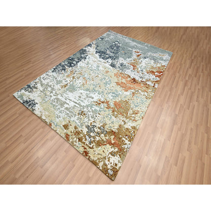 Modern and Contemporary Wool Hand Knotted Rug Grey 6.0x9.3 -O083164