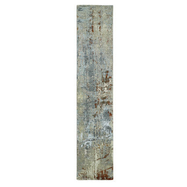 Modern and Contemporary Wool Hand Knotted Rug Grey 2.7x12.11 -O083167