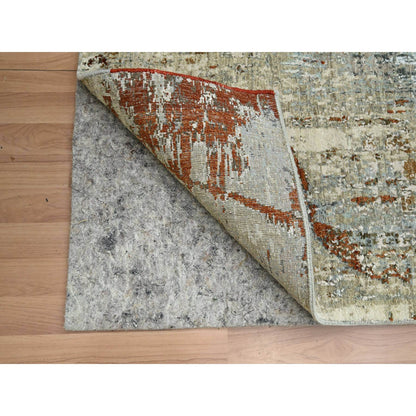 Modern and Contemporary Wool Hand Knotted Rug Grey 2.7x12.11 -O083167
