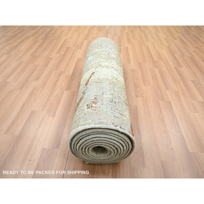 Modern and Contemporary Wool Hand Knotted Rug Grey 2.7x12.11 -O083167