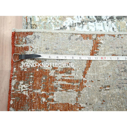 Modern and Contemporary Wool Hand Knotted Rug Grey 2.7x12.11 -O083167