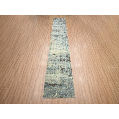 Modern and Contemporary Wool Hand Knotted Rug Beige 2.6x12.2 -O083168