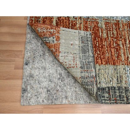 Modern and Contemporary Wool Hand Knotted Rug Orange 2.7x11.10 -O083169