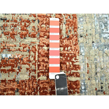 Modern and Contemporary Wool Hand Knotted Rug Orange 2.7x11.10 -O083169
