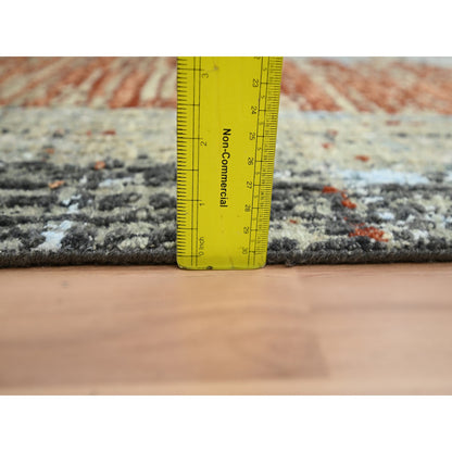 Modern and Contemporary Wool Hand Knotted Rug Orange 2.7x11.10 -O083169