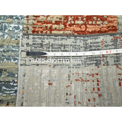 Modern and Contemporary Wool Hand Knotted Rug Orange 2.7x11.10 -O083169