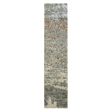 Modern and Contemporary Wool Hand Knotted Rug Grey 2.7x12.1 -O083170