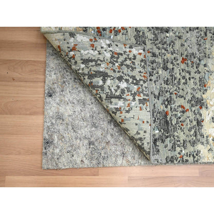 Modern and Contemporary Wool Hand Knotted Rug Grey 2.7x12.1 -O083170