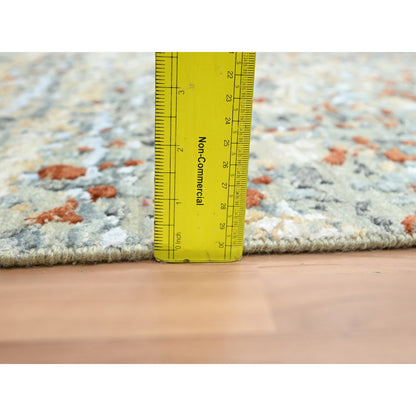 Modern and Contemporary Wool Hand Knotted Rug Grey 2.7x12.1 -O083170