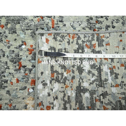 Modern and Contemporary Wool Hand Knotted Rug Grey 2.7x12.1 -O083170