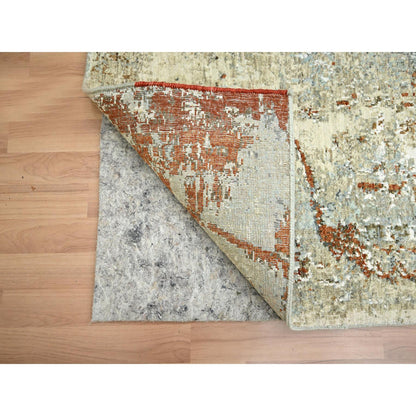 Modern and Contemporary Wool Hand Knotted Rug Grey 2.7x12.6 -O083172