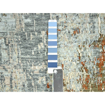 Modern and Contemporary Wool Hand Knotted Rug Grey 2.7x12.6 -O083172