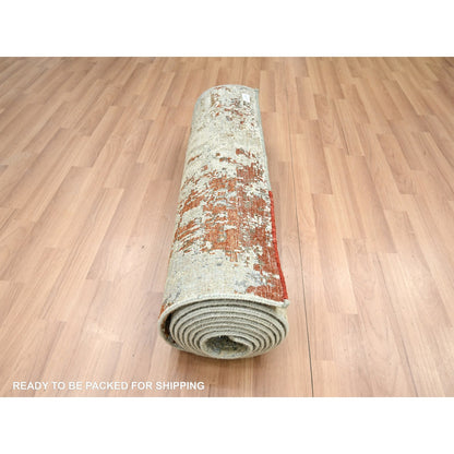 Modern and Contemporary Wool Hand Knotted Rug Grey 2.7x12.6 -O083172