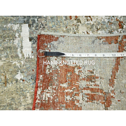 Modern and Contemporary Wool Hand Knotted Rug Grey 2.7x12.6 -O083172