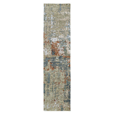 Modern and Contemporary Wool Hand Knotted Rug Grey 2.5x10.0 -O083175