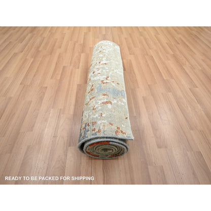 Modern and Contemporary Wool Hand Knotted Rug Grey 2.5x10.0 -O083175