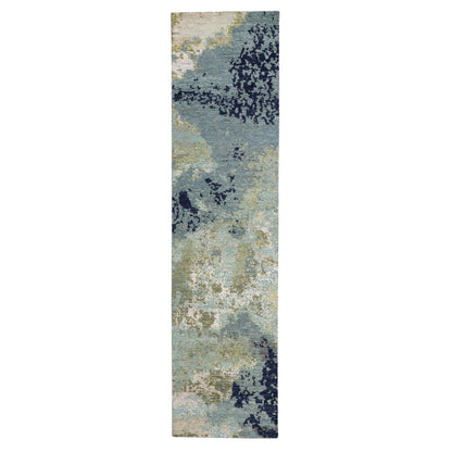 Modern and Contemporary Wool Hand Knotted Rug Grey 2.6x9.11 -O083176