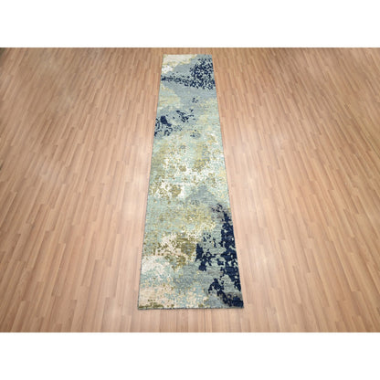 Modern and Contemporary Wool Hand Knotted Rug Grey 2.6x9.11 -O083176