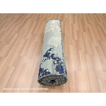 Modern and Contemporary Wool Hand Knotted Rug Grey 2.6x9.11 -O083176