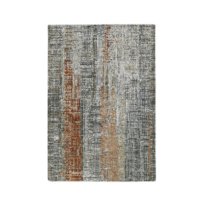 Modern and Contemporary Wool Hand Knotted Rug Grey 4.1x6.3 -O083179