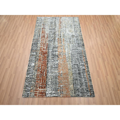Modern and Contemporary Wool Hand Knotted Rug Grey 4.1x6.3 -O083179