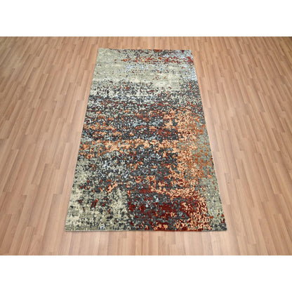 Modern and Contemporary Wool Hand Knotted Rug Grey 4.0x6.2 -O083183