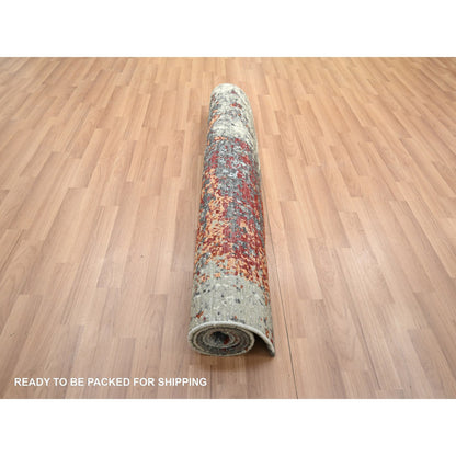 Modern and Contemporary Wool Hand Knotted Rug Grey 4.0x6.2 -O083183