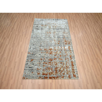 Modern and Contemporary Wool Hand Knotted Rug Grey 4.0x6.0 -O083184