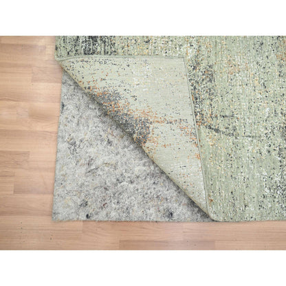 Modern and Contemporary Wool Hand Knotted Rug Green 3.0x5.0 -O083186