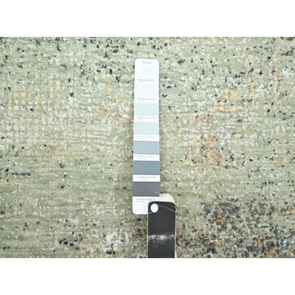 Modern and Contemporary Wool Hand Knotted Rug Green 3.0x5.0 -O083186