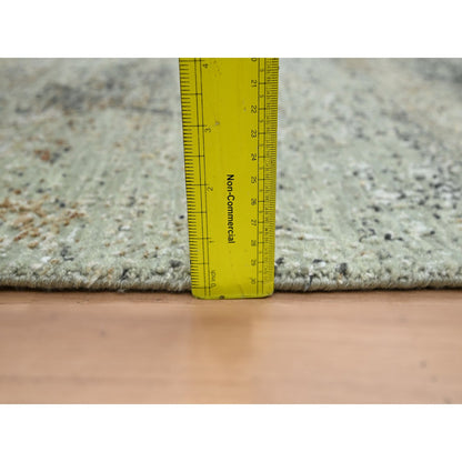 Modern and Contemporary Wool Hand Knotted Rug Green 3.0x5.0 -O083186