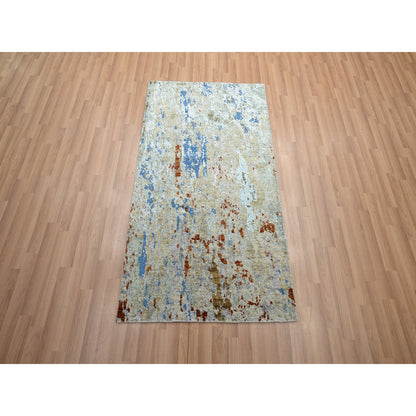 Modern and Contemporary Wool Hand Knotted Rug Beige 3.0x5.1 -O083188