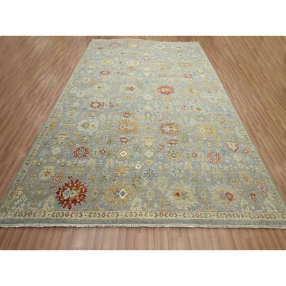Tribal & Geometric Wool Hand Knotted Rug Grey 9.2x12.0 -O083198
