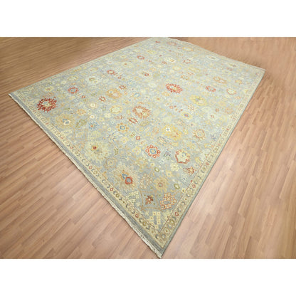 Tribal & Geometric Wool Hand Knotted Rug Grey 9.2x12.0 -O083198