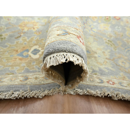 Tribal & Geometric Wool Hand Knotted Rug Grey 9.2x12.0 -O083198