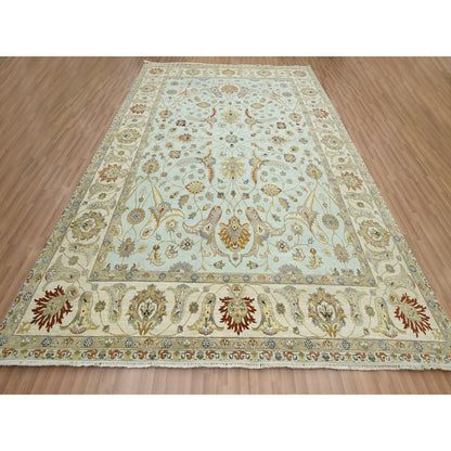 Tribal & Geometric Wool Hand Knotted Rug Blue 9.0x12.0 -O083199