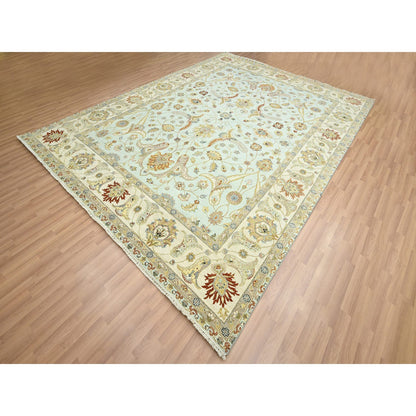 Tribal & Geometric Wool Hand Knotted Rug Blue 9.0x12.0 -O083199