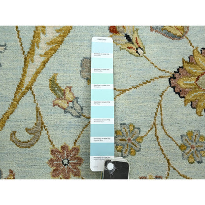 Tribal & Geometric Wool Hand Knotted Rug Blue 9.0x12.0 -O083199