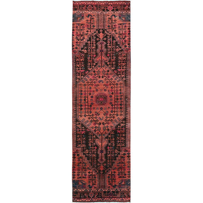 Overdyed & Vintage Wool Hand Knotted Rug Orange 2.11x10.11 -O0831