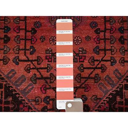 Overdyed & Vintage Wool Hand Knotted Rug Orange 2.11x10.11 -O0831