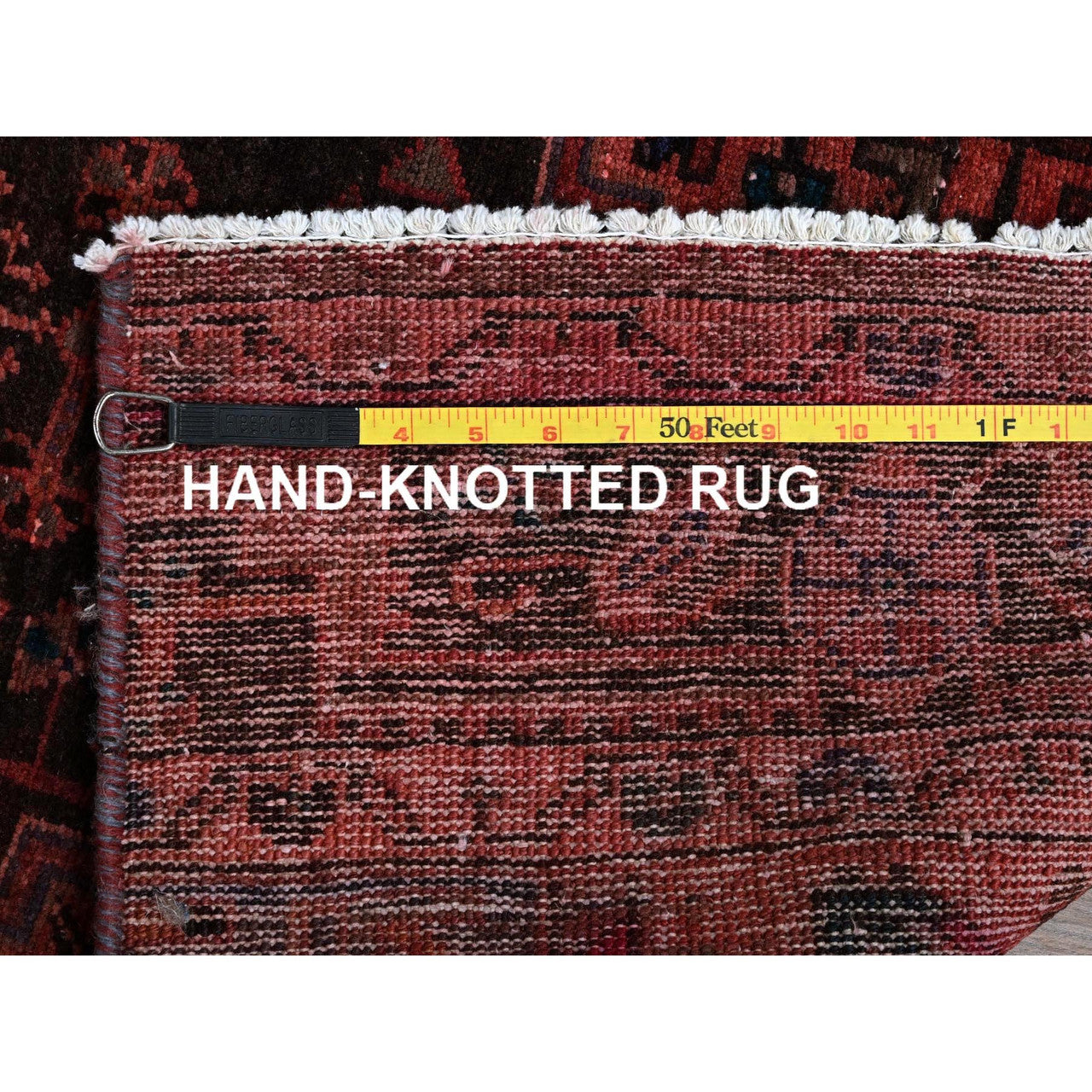 Overdyed & Vintage Wool Hand Knotted Rug Orange 2.11x10.11 -O0831