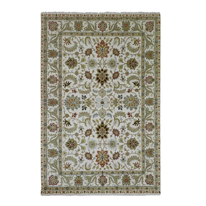 Tribal & Geometric Wool Hand Knotted Rug Ivory 6.1x9.3 -O083205