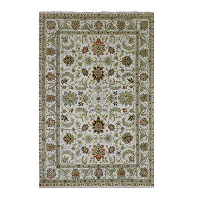 Tribal & Geometric Wool Hand Knotted Rug Ivory 6.1x9.3 -O083205
