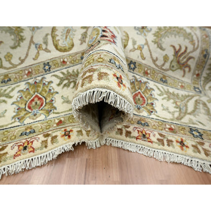 Tribal & Geometric Wool Hand Knotted Rug Ivory 6.1x9.3 -O083205