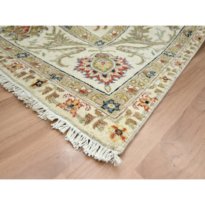 Tribal & Geometric Wool Hand Knotted Rug Ivory 6.1x9.3 -O083205