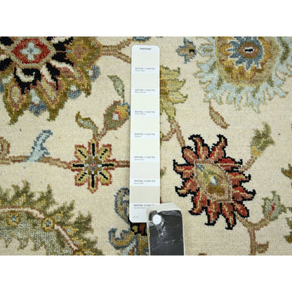 Tribal & Geometric Wool Hand Knotted Rug Ivory 6.1x9.3 -O083205