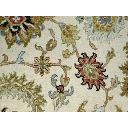 Tribal & Geometric Wool Hand Knotted Rug Ivory 6.1x9.3 -O083205