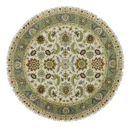 Tribal & Geometric Wool Hand Knotted Rug Ivory 4.1x4.2 -O083211