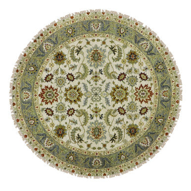 Tribal & Geometric Wool Hand Knotted Rug Ivory 4.1x4.2 -O083211