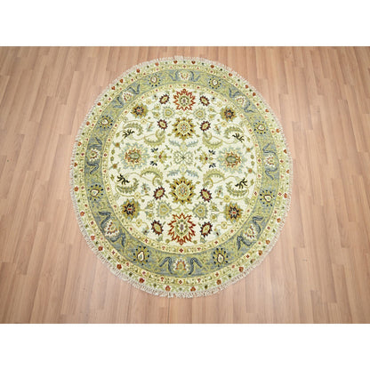 Tribal & Geometric Wool Hand Knotted Rug Ivory 4.1x4.2 -O083211